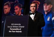14 January 2023; John Fallon during the SSE Airtricity / Soccer Writers Ireland Awards 2022 at The Clayton Hotel in Dublin. Photo by Stephen McCarthy/Sportsfile