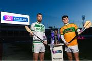 19 January 2023; Joey Holden of Ballyhale Shamrocks, left, and Ryan Elliott of Dunloy Cú Chullains pictured today ahead of the AIB GAA All-Ireland Hurling Senior Club Championship Final, which takes place this Sunday, January 22nd at Croke Park at 1.30pm. The AIB GAA All-Ireland Club Championships features some of #TheToughest players from communities all across Ireland. It is these very communities that the players represent that make the AIB GAA All-Ireland Club Championships unique. Now in its 32nd year supporting the GAA Club Championships, AIB is extremely proud to once again celebrate the communities that play such a role in sustaining our national games. Photo by Ramsey Cardy/Sportsfile