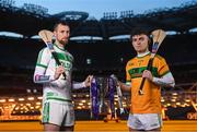 19 January 2023; Joey Holden of Ballyhale Shamrocks, left, and Ryan Elliott of Dunloy Cú Chullains pictured today ahead of the AIB GAA All-Ireland Hurling Senior Club Championship Final, which takes place this Sunday, January 22nd at Croke Park at 1.30pm. The AIB GAA All-Ireland Club Championships features some of #TheToughest players from communities all across Ireland. It is these very communities that the players represent that make the AIB GAA All-Ireland Club Championships unique. Now in its 32nd year supporting the GAA Club Championships, AIB is extremely proud to once again celebrate the communities that play such a role in sustaining our national games. Photo by Ramsey Cardy/Sportsfile