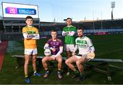 19 January 2023; Ryan Elliott of Dunloy Cú Chullains, left, with, from left to right, Shane Cunningham of Kilmacud Crokes, Connor Carville of Watty Graham’s Glen and Joey Holden of Ballyhale Shamrocks pictured today ahead of the AIB GAA All-Ireland Hurling and Football Senior Club Championship Finals, which takes place this Sunday, January 22nd at Croke Park at 1.30pm and 3.30pm respectively. The AIB GAA All-Ireland Club Championships features some of #TheToughest players from communities all across Ireland. It is these very communities that the players represent that make the AIB GAA All-Ireland Club Championships unique. Now in its 32nd year supporting the GAA Club Championships, AIB is extremely proud to once again celebrate the communities that play such a role in sustaining our national games. Photo by Ramsey Cardy/Sportsfile