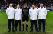 15 January 2023; Referee Barry Tiernan with his umpires before the AIB GAA Football All-Ireland Intermediate Championship Final match between Galbally Pearses of Tyrone and Rathmore of Kerry at Croke Park in Dublin. Photo by Piaras Ó Mídheach/Sportsfile