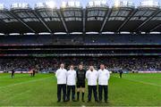 15 January 2023; Referee Barry Tiernan with his umpires before the AIB GAA Football All-Ireland Intermediate Championship Final match between Galbally Pearses of Tyrone and Rathmore of Kerry at Croke Park in Dublin. Photo by Piaras Ó Mídheach/Sportsfile