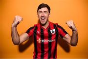 14 January 2023; Stephen Meaney poses for a portrait during a Longford Town FC squad portrait session at Bishopsgate in Longford. Photo by Stephen McCarthy/Sportsfile