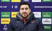 17 January 2023; Jeff Toomaga-Allen during an Ulster Rugby press conference at Kingspan Stadium in Belfast. Photo by John Dickson/Sportsfile