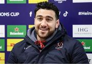 17 January 2023; Jeff Toomaga-Allen during an Ulster Rugby press conference at Kingspan Stadium in Belfast. Photo by John Dickson/Sportsfile
