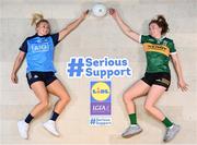 18 January 2023; Lidl ambassadors Carla Rowe of Dublin and Síofra O'Shea of Kerry at the launch of the 2023 Lidl Ladies National Football Leagues at Lidl Head Office, Tallaght, Dublin. In addition to details of unprecedented TV and online coverage, the retailer is also seeking nominations from LGFA clubs for its Lidl One Good Club youth mental health programme at www.lidl.ie/onegoodclub. Photo by David Fitzgerald/Sportsfile