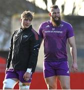 18 January 2023; Gavin Coombes, left, and RG Snyman during a Munster rugby squad training session at Thomond Park in Limerick. Photo by Brendan Moran/Sportsfile