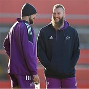 18 January 2023; RG Snyman, right, and Kiran McDonald during a Munster rugby squad training session at Thomond Park in Limerick. Photo by Brendan Moran/Sportsfile