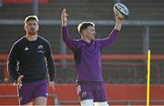 18 January 2023; Peter O'Mahony, right, and Ben Healy during a Munster rugby squad training session at Thomond Park in Limerick. Photo by Brendan Moran/Sportsfile