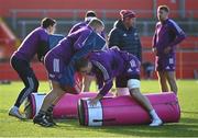 18 January 2023; Tadhg Beirne, right, and John Ryan during a Munster rugby squad training session at Thomond Park in Limerick. Photo by Brendan Moran/Sportsfile