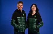 19 January 2023; Team Ireland’s Alpine Skiers Ethan Bouchard and Eábha McKenna pictured at the official team day for the European Youth Olympic Festival which takes place in Friuli Venezia Giulia, Italy, from the 21-28 January. The Olympic Federation of Ireland has two athletes competing in the multi-sport event that is run by the European Olympic Committees every two years. The EYOF replicates the senior Olympic Games with a focus on  providing valuable learning experience young athletes. Photo by Eóin Noonan/Sportsfile