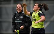 18 January 2023; Christy Haney, right, and Lisa Callan during a Leinster Rugby women's training session at the IRFU High Performance Centre on the Sport Ireland Campus in Dublin. Photo by Seb Daly/Sportsfile