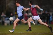 19 January 2023; Jonathan Lynam of UCD in action against Eoghan Kelly of University of Galway during the Electric Ireland Higher Education GAA Sigerson Cup Round 2 match between University College Dublin and University of Galway at Billings Park in Belfield, Dublin. Photo by Seb Daly/Sportsfile
