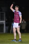 19 January 2023; Sean O’Flynn of University of Galway celebrates a score for his side during the Electric Ireland Higher Education GAA Sigerson Cup Round 2 match between University College Dublin and University of Galway at Billings Park in Belfield, Dublin. Photo by Seb Daly/Sportsfile