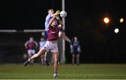 19 January 2023; Ger Davoren of University of Galway in action against Colum Feeney of UCD during the Electric Ireland Higher Education GAA Sigerson Cup Round 2 match between University College Dublin and University of Galway at Billings Park in Belfield, Dublin. Photo by Seb Daly/Sportsfile