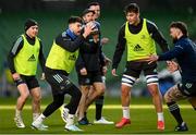 20 January 2023; Harry Byrne, second left, during a Leinster Rugby captain's run at the Aviva Stadium in Dublin. Photo by Harry Murphy/Sportsfile