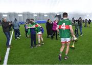 20 January 2023; Enda Hession of Mayo with the cup after his side's victory in the Connacht FBD League Final match between Mayo and Roscommon at NUI Galway Connacht GAA Air Dome in Bekan, Mayo. Photo by Piaras Ó Mídheach/Sportsfile