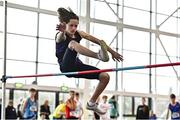 21 January 2023; Artem Kelly of St Pauls AC, competes in the high jump event of the juvenile pentathlon during day one of the 123.ie National Indoor Combined Events at the TUS International arena in Athlone, Westmeath. Photo by Sam Barnes/Sportsfile