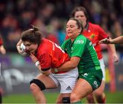 21 January 2023; Deirbhile Nic a Bháird of Munster in action against Nicole Fowley of Connacht during the Vodafone Women’s Interprovincial Championship Round Three match between Connacht and Munster at The Sportsground in Galway. Photo by Ray Ryan/Sportsfile