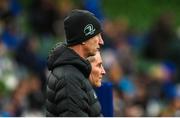 21 January 2023; Leinster head coach Leo Cullen, left, and senior coach Stuart Lancaster before the Heineken Champions Cup Pool A Round 4 match between Leinster and Racing 92 at Aviva Stadium in Dublin. Photo by Harry Murphy/Sportsfile