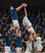 21 January 2023; Jack Conan of Leinster wins a lineout from Baptiste Chouzenoux of Racing 92 during the Heineken Champions Cup Pool A Round 4 match between Leinster and Racing 92 at Aviva Stadium in Dublin. Photo by Brendan Moran/Sportsfile