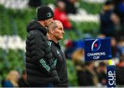21 January 2023; Leinster head coach Leo Cullen, left, and senior coach Stuart Lancaster before the Heineken Champions Cup Pool A Round 4 match between Leinster and Racing 92 at Aviva Stadium in Dublin. Photo by Harry Murphy/Sportsfile