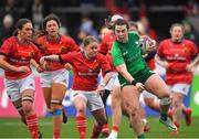 21 January 2023; Shannon Touhey of Connacht tries to break away from Munster captain Nicole Cronin during the Vodafone Women’s Interprovincial Championship Round Three match between Connacht and Munster at The Sportsground in Galway. Photo by Ray Ryan/Sportsfile