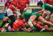 21 January 2023; Hannah Coen of Connacht scores a try during the Vodafone Women’s Interprovincial Championship Round Three match between Connacht and Munster at The Sportsground in Galway. Photo by Ray Ryan/Sportsfile