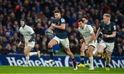 21 January 2023; Ross Byrne of Leinster makes a break in the lead up to his side's second try during the Heineken Champions Cup Pool A Round 4 match between Leinster and Racing 92 at Aviva Stadium in Dublin. Photo by Brendan Moran/Sportsfile