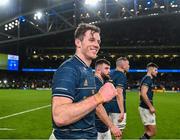 21 January 2023; Ryan Baird of Leinster after his side's victory in the Heineken Champions Cup Pool A Round 4 match between Leinster and Racing 92 at Aviva Stadium in Dublin. Photo by Harry Murphy/Sportsfile