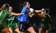 21 January 2023; Hannah Tyrrell of Dublin is tackled by Mary Kate Lynch, left, and Aine Sheridan of Meath during the Lidl Ladies National Football League Division 1 match between Dublin and Meath at DCU St Clare's in Dublin. Photo by Eóin Noonan/Sportsfile