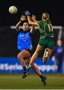 21 January 2023; Jess Tobin of Dublin in action against Olivia Callan of Meath during the Lidl Ladies National Football League Division 1 match between Dublin and Meath at DCU St Clare's in Dublin. Photo by Eóin Noonan/Sportsfile
