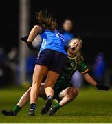 21 January 2023; Stacey Grimes of Meath is fouled by Emma Deeley of Dublin during the Lidl Ladies National Football League Division 1 match between Dublin and Meath at DCU St Clare's in Dublin. Photo by Eóin Noonan/Sportsfile
