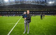 21 January 2023; James Tracy with his son Bay during the Heineken Champions Cup Pool A Round 4 match between Leinster and Racing 92 at Aviva Stadium in Dublin. Photo by Harry Murphy/Sportsfile