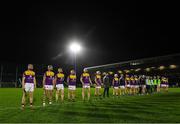 21 January 2023; Wexford players stand for the national anthem before the Walsh Cup Group 2 Round 3 match between Wexford and Kilkenny at Chadwicks Wexford Park in Wexford. Photo by Matt Browne/Sportsfile