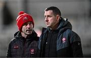 21 January 2023; Derry manager Rory Gallagher and Derry assistant manager Enda Muldoon during the Bank of Ireland Dr McKenna Cup Final match between Derry and Tyrone at Athletic Grounds in Armagh. Photo by Oliver McVeigh/Sportsfile