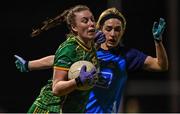 21 January 2023; Ali Sherlock of Meath is tackled by Jennifer Dunne of Dublin during the Lidl Ladies National Football League Division 1 match between Dublin and Meath at DCU St Clare's in Dublin. Photo by Eóin Noonan/Sportsfile