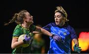 21 January 2023; Ali Sherlock of Meath is tackled by Jennifer Dunne of Dublin during the Lidl Ladies National Football League Division 1 match between Dublin and Meath at DCU St Clare's in Dublin. Photo by Eóin Noonan/Sportsfile