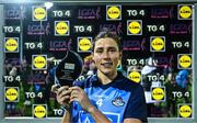 21 January 2023; Jess Tobin of Dublin is presented with the Player of the Match award following the 2023 Lidl Ladies National Football League Division 1 Round 1 fixture between Dublin and Meath at DCU St Clare’s, Dublin.  Photo by Eóin Noonan/Sportsfile