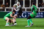 21 January 2023; Mack Hansen of Connacht is tackled by Adam Radwan of Newcastle Falcons during the EPCR Challenge Cup Pool A Round 4 match between Newcastle Falcons and Connacht at Kingston Park in Newcastle, England. Photo by Bruce White/Sportsfile