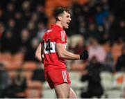 21 January 2023; Shane McGuigan of Derry celebrates after scoring his sides first goal from a penalty during the Bank of Ireland Dr McKenna Cup Final match between Derry and Tyrone at Athletic Grounds in Armagh. Photo by Oliver McVeigh/Sportsfile