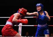 21 January 2023; Jennifer Lehane of DCU Athletic Boxing Club, Dublin, right, and Niamh Fay of Phoenix of Ballyboughal Boxing Club, Dublin, during their bantamweight 54kg final bout at the IABA National Elite Boxing Championships Finals at the National Boxing Stadium in Dublin. Photo by Seb Daly/Sportsfile