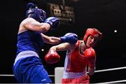 21 January 2023; Kellie Harrington of St Mary’s Boxing Club, Dublin, right, and Zara Breslin of Tramore Boxing Club, Waterford, during their lightweight 60kg final bout at the IABA National Elite Boxing Championships Finals at the National Boxing Stadium in Dublin. Photo by Seb Daly/Sportsfile