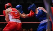 21 January 2023; Kellie Harrington of St Mary’s Boxing Club, Dublin, left, and Zara Breslin of Tramore Boxing Club, Waterford, during their lightweight 60kg final bout at the IABA National Elite Boxing Championships Finals at the National Boxing Stadium in Dublin. Photo by Seb Daly/Sportsfile