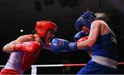 21 January 2023; Kellie Harrington of St Mary’s Boxing Club, Dublin, left, and Zara Breslin of Tramore Boxing Club, Waterford, during their lightweight 60kg final bout at the IABA National Elite Boxing Championships Finals at the National Boxing Stadium in Dublin. Photo by Seb Daly/Sportsfile