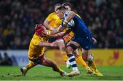 21 January 2023; Joe Carpenter of Sale Sharks is tackled by Tom Stewart of Ulster during the Heineken Champions Cup Pool B Round 4 match between Ulster and Sale Sharks at Kingspan Stadium in Belfast. Photo by Ramsey Cardy/Sportsfile