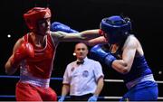 21 January 2023; Kellie Harrington of St Mary’s Boxing Club, Dublin, left, and Zara Breslin of Tramore Boxing Club, Waterford, during their lightweight 60kg final bout at the IABA National Elite Boxing Championships Finals at the National Boxing Stadium in Dublin. Photo by Seb Daly/Sportsfile