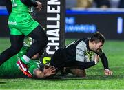 21 January 2023; Caolin Blade of Connacht scores a try but it is disallowed for a forward pass during the EPCR Challenge Cup Pool A Round 4 match between Newcastle Falcons and Connacht at Kingston Park in Newcastle, England. Photo by Bruce White/Sportsfile
