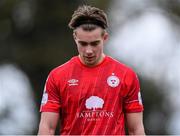 21 January 2023; Matty Smith of Shelbourne looks dejected after his side's defeat in the Pre-Season Friendly match between Shelbourne and Bohemians at AUL Complex in Clonshaugh, Dublin. Photo by Tyler Miller/Sportsfile