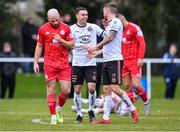 21 January 2023; Adam McDonnell of Bohemians, right, celebrates with teammate Dean Williams after scoring his side's third goal during the Pre-Season Friendly match between Shelbourne and Bohemians at AUL Complex in Clonshaugh, Dublin. Photo by Tyler Miller/Sportsfile